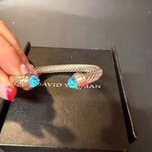David Yurman Silver Bracelet with Blue Accents